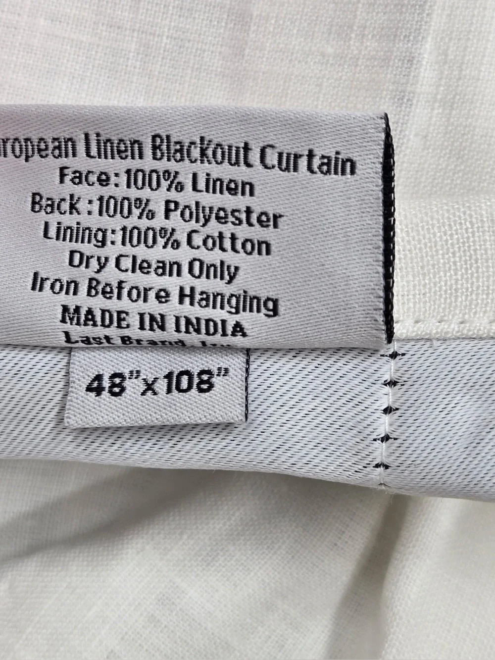 NWT QUINCE Set Of 2 48x108 European Linen True Blackout Curtains White 0409